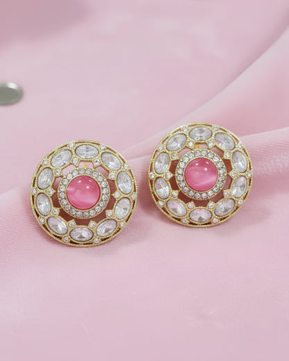 Moissanite Oval Halo Round Studs
