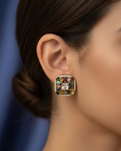 Art Deco Moissanite Stud Earrings