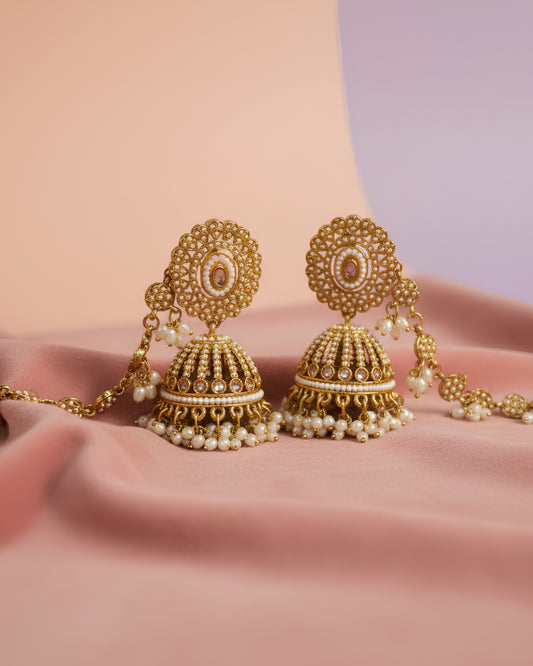 Royal Beaded Jhumka with Side Chain