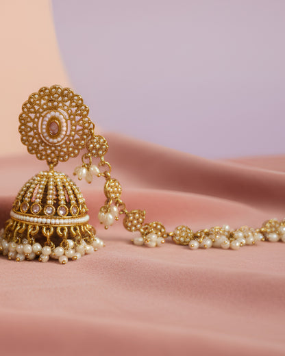 Royal Beaded Jhumka with Side Chain