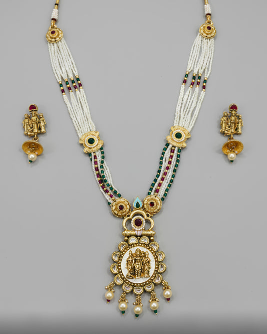 Traditional South Indian Style Long Necklace Set