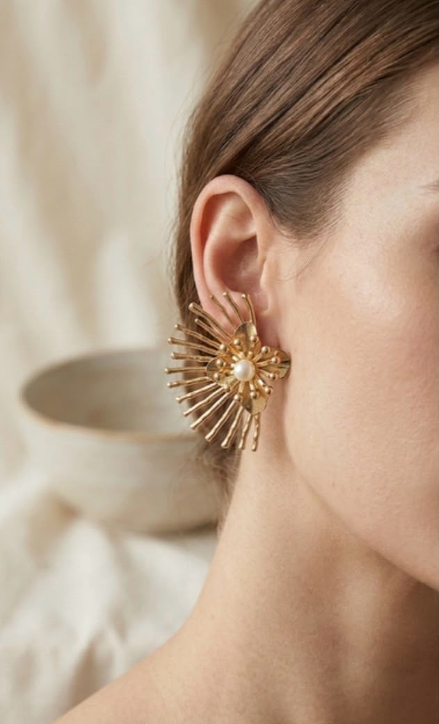 Radiant Pearl Bloom Statement Earrings