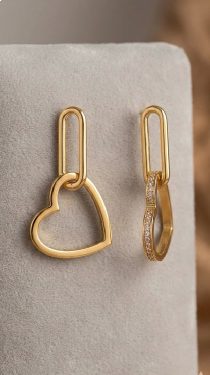 Aurora Crystal Heart Link Earrings