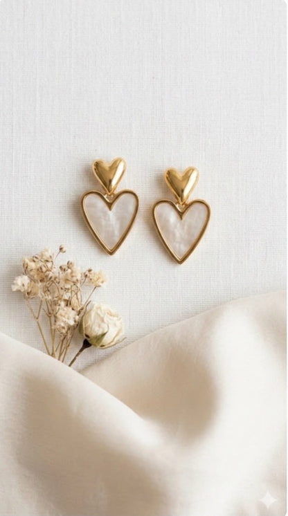 Pearl Heart Stud Earrings