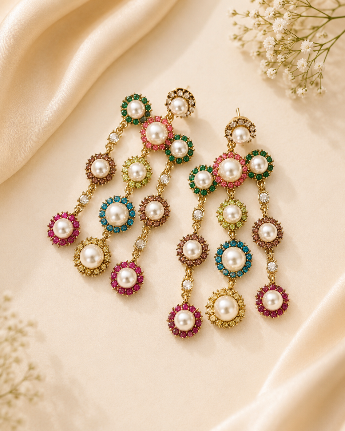 Carnival Pearl Cascade Earrings