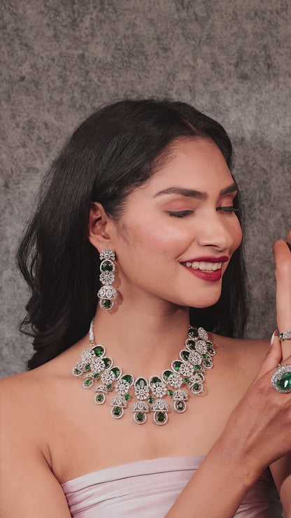 Regal Emerald Jhumki Set