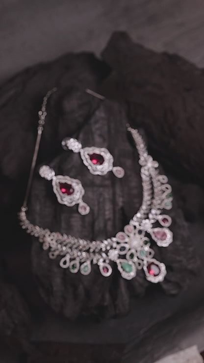 Exquisite AD & Multi-Gemstone Necklace Set – A Statement of Luxury & Elegance