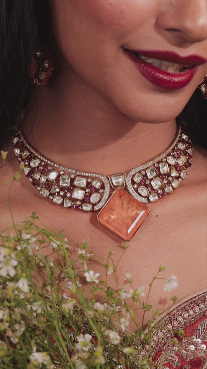 Regal Polki & Gemstone Choker Set